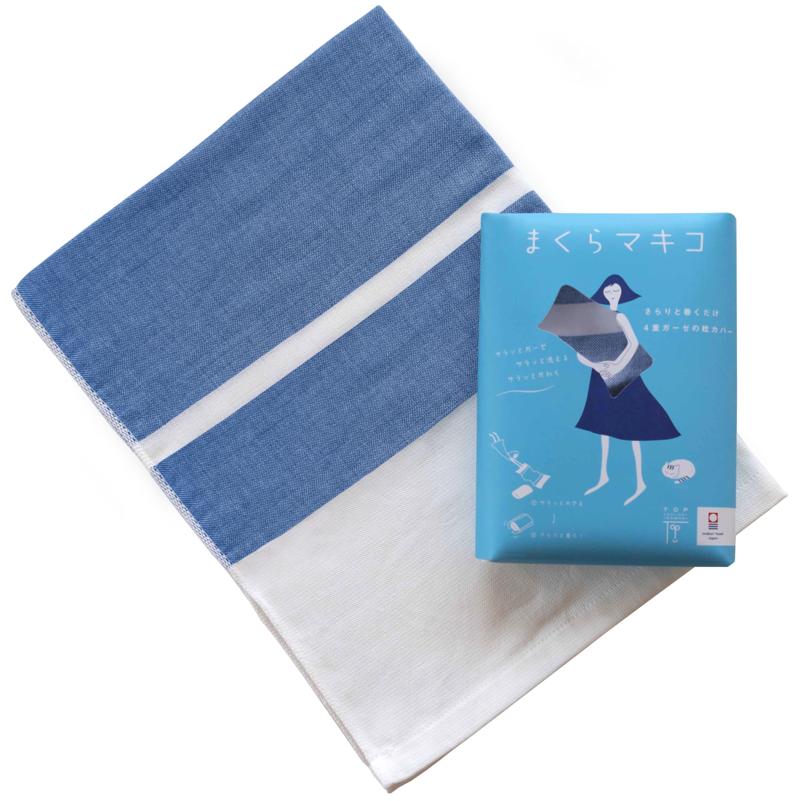 

Топ Фабричный Имабари Марля Имабари Хлопок Макура Сделано в Мягкий к Без Темно-синий 4-слойная Наволочка с запахом, Быстросохнущая, Махровая, 100% Марля, темно-синий