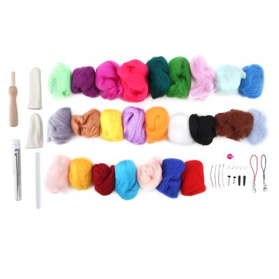25 Farben Wollroving Nadelfilzwolle-Set für Heimwerkerhandwerk Filzanfänger