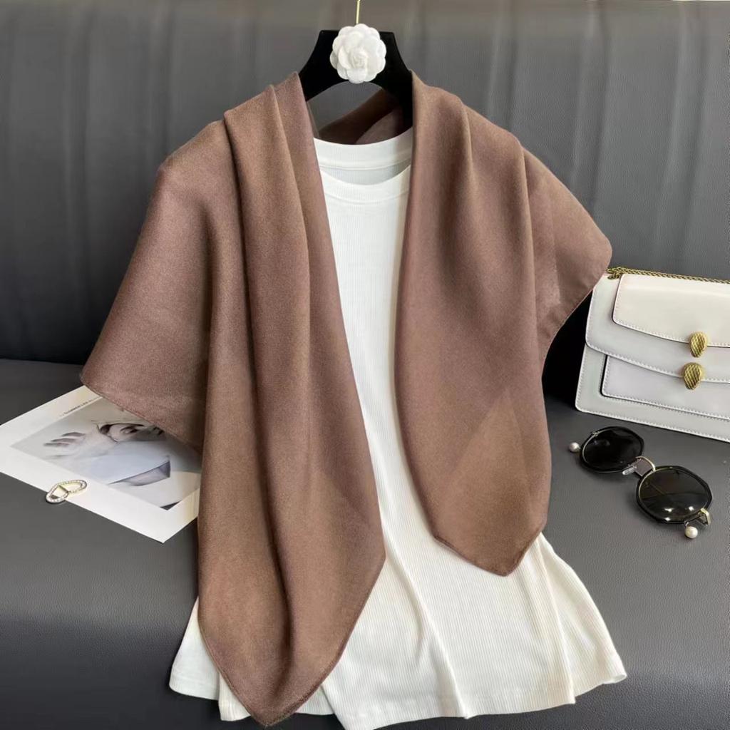 Women S Solid Color Large Square Scarf 90x90cm Casual Headscarf