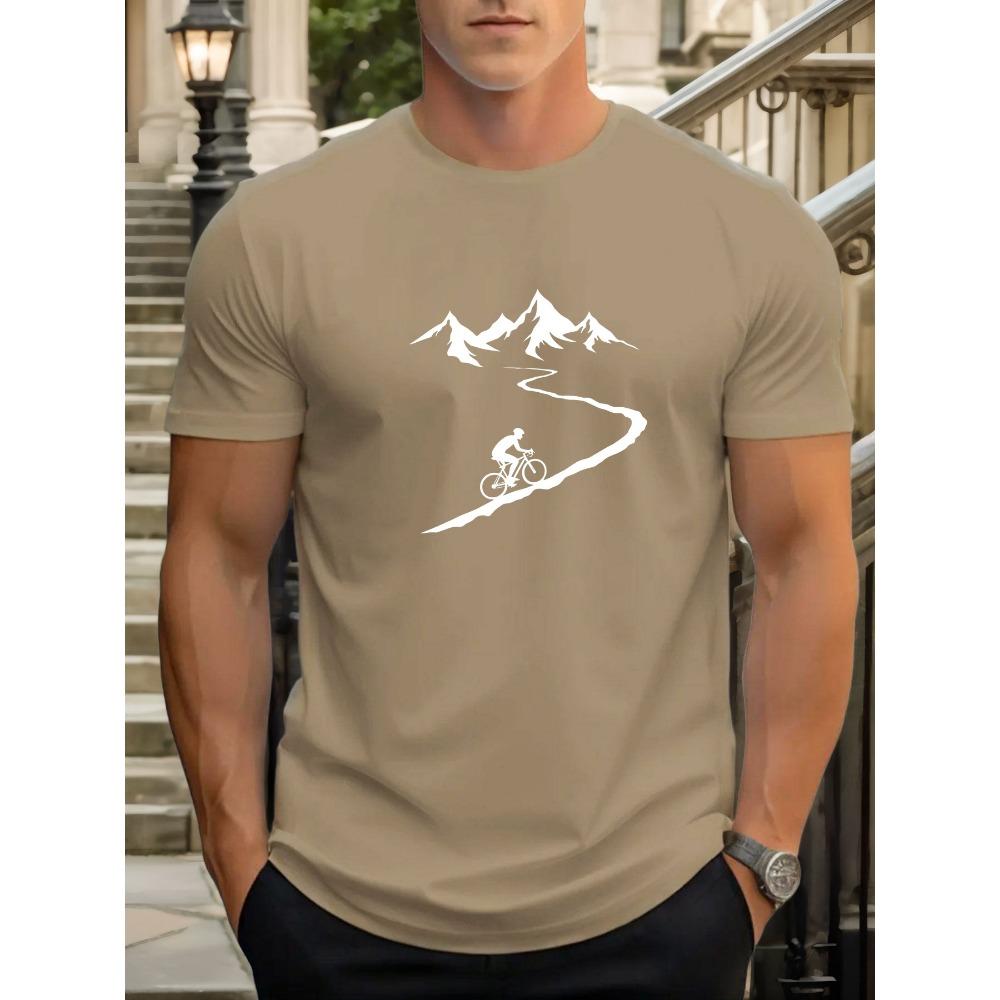 Summer Men's Casual Loose Fashion Cycling Pattern Printing Sports Short-sleeved Round Neck T-shirt Top