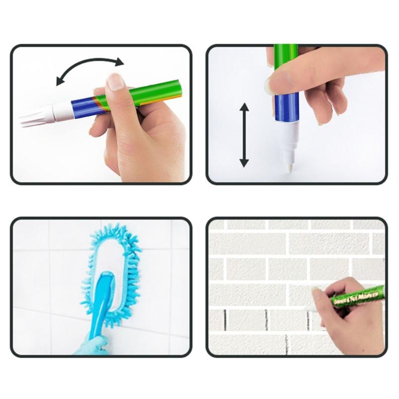 Waterproof Tile Joint Repair Grouting Fillers Marker Pen Tile Grout Pen Reviver Wall Floor Grout Restorer Pen for Tiles