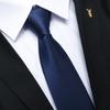 Men'S Business Banquet Tie Formal Wedding Groom Dark Blue Striped Hand Pattern Fashion Tie 8Cm