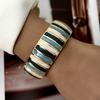 Vintage Punk Enamel Dripping Oil Cuff Bangles For Women Floral Rhinestone Exaggerated Geometric Bracelet Party Aesthetic Jewelry