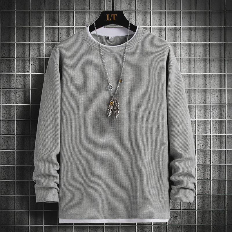 Herren Herbst Rundhals Langarm Lockerer Pullover - 2024 Trendy Spliced T-Shirt