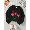 Kids Sweatshirt ,Crew Neck Fashion Top, Fun"Tulip Flower Garden " Sweatshirt, Suitable for Everyday Casual Wear,Perfect for All Kinds of Daily Outfits