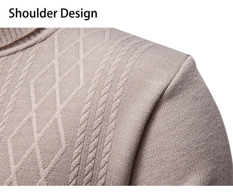 Men's Autumn-Winter Plus Velvet High Neck Sweater - Warm, Thick Knitwear for Middle-Aged Dads