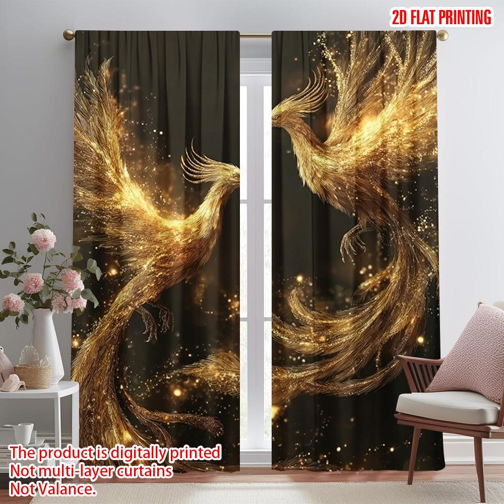 2pcs   plane printing Popular Curtains Double Phoenix Flying Pattern Versatile Polyester (without rod) Gifts Perfect for