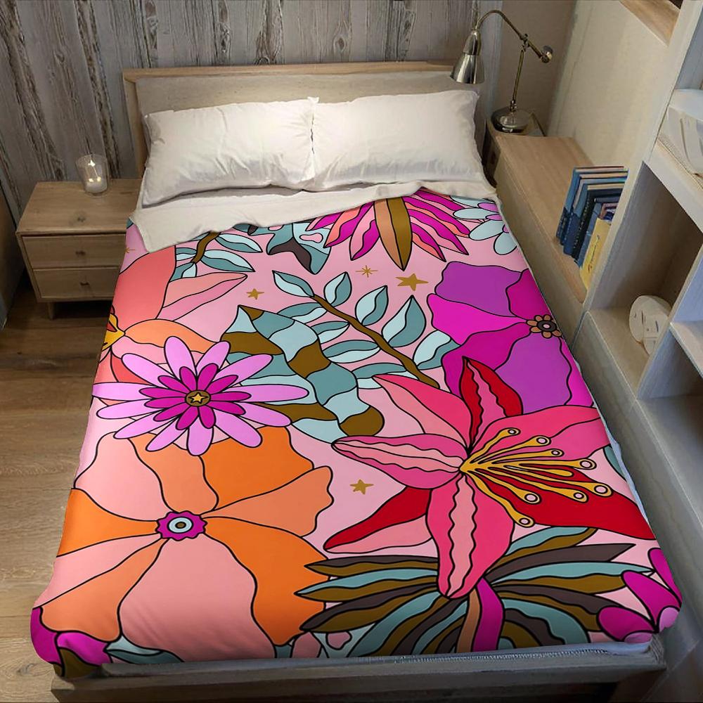 Blossom Fantasy Flannel Blanket Warm Soft Halloween Christmas Couch Warm Cozy Decorative Decor Gift for All Season