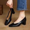 Fashion 2025 New Fashion Retro Women Pumps Shoes Chunky High Heels Spring Elegant Summer Round Toe Casual Shoes Woman Black Size 34-40