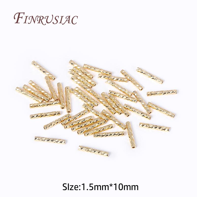 18K Gold Plated Brass Metal Texture Tube Beads 7/10MM Straight Tube Beads DIY Bracelet Necklace Making Supplies Accessories