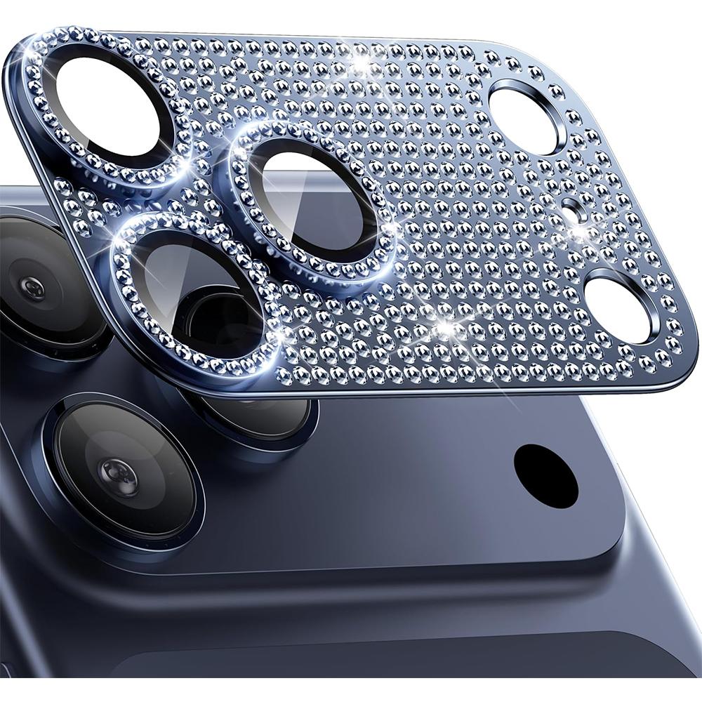 

Блестящий Глиттер Алмазный Чехол-Защита для Объектива Камеры для iPhone 17 Air 16 15 14 Plus 13 Pro Max 12 Mini 11 Защита Стеклянного Экрана Аксессуар для Телефона iPhone 17 Pro синий
