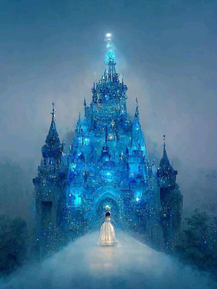 5D DIY Malowanie Diamentowe Mozaika Sen Blask Księżyca Zamek Krajobraz Haft Krzyżykowy Obraz Dekoracja Domu Prezent