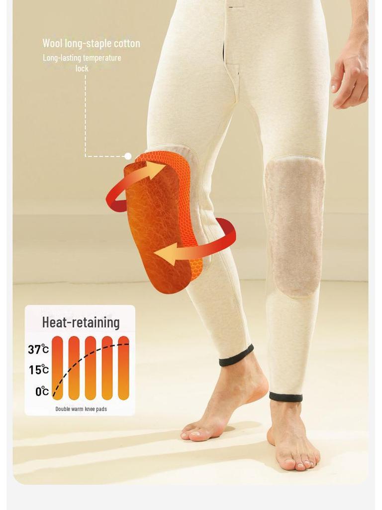 Women's Extra Thick High Waist Wool Winter Pants with Knee Pads