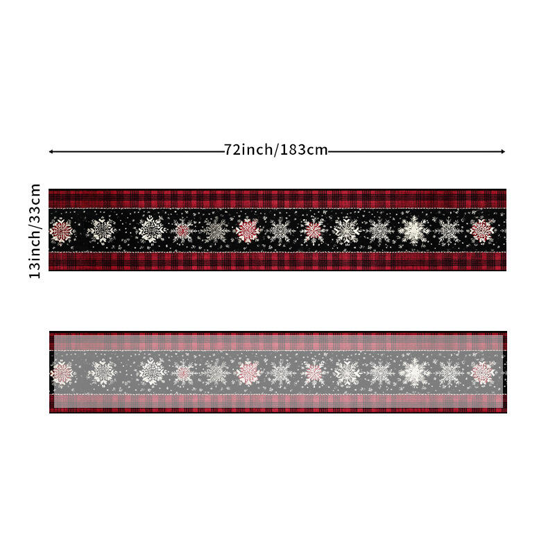 33*183cm Christmas Table Runner Set - Linen-Look Digital Print Holiday Decor for Dining Tables & Cabinets
