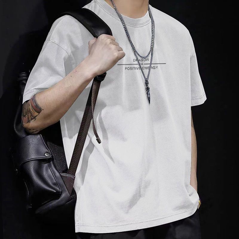 Cotton Short Sleeve T Shirt Black White Fashion All Match Breathable Summer Sport T-shirt Men Top