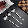 1 Pièce Cuillère à Tête Carrée/Ronde en Acier Inoxydable Cuillère à Soupe Cuillère à Riz Cuillère de Table à Long Manche Ustensiles de Cuisine