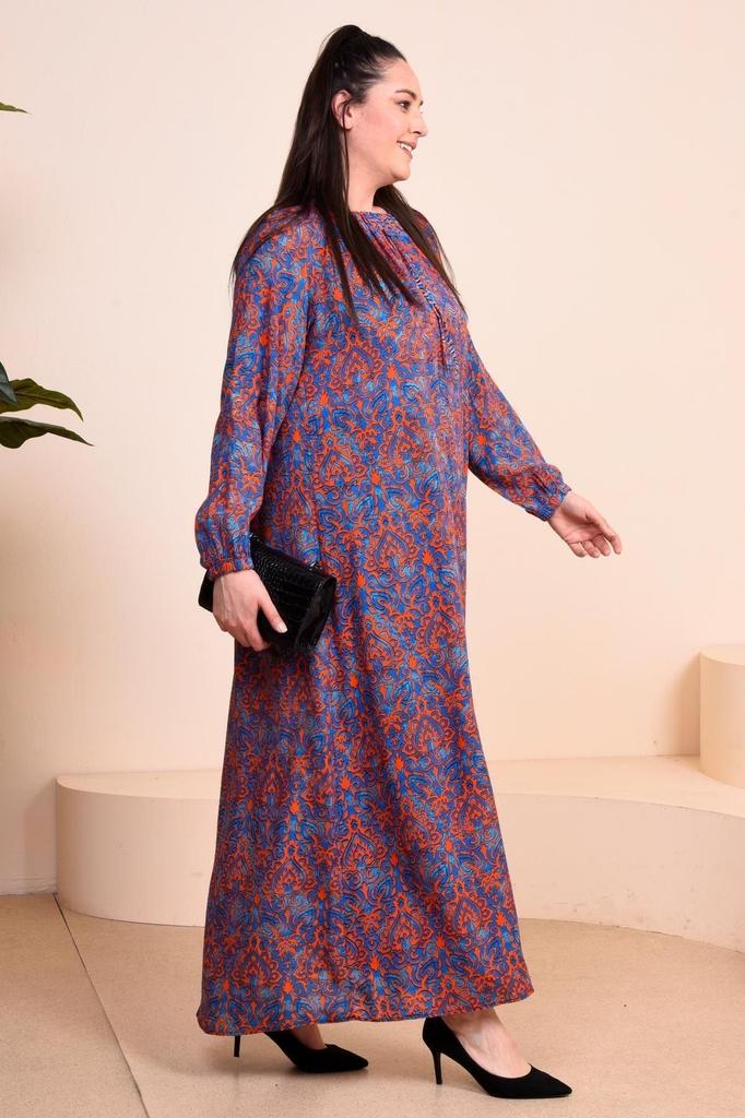 Women's Big Size Dress Mother Plus Size Dress Floral Hijab Clothing