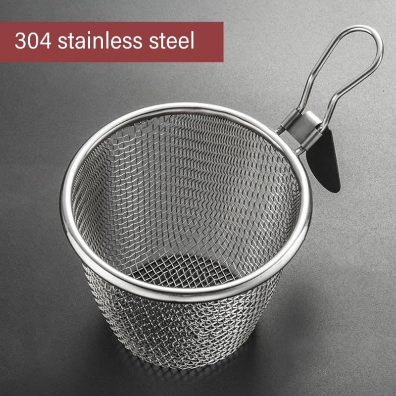 2Pcs 304Stainless Steel Colander Strainer with Metal Hook Strainer Basket Suitable for Draining Hot Pots Ingredient