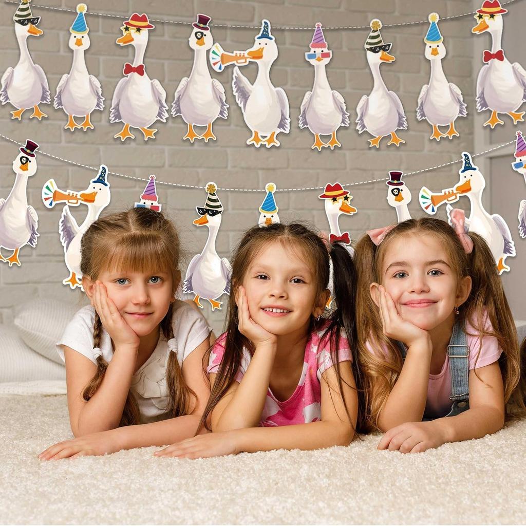 Cheerland Silly Goose Party Decorations Garland Birthday Banner Garden Tea Party Hanging Funny Goose Go Duck Decoration Supplies Farm Themed Cute