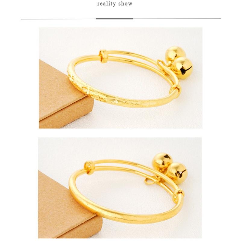 Korean Fashion Brass Gold -Plated Jewelry Smooth Starry Bell Children 'S Bracelet 