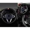Car Steering Wheel Cover Carbon Fibre Non-Slip Universal All Models Suitable For Four Seasons With Knitted Central Marking (T-Black)