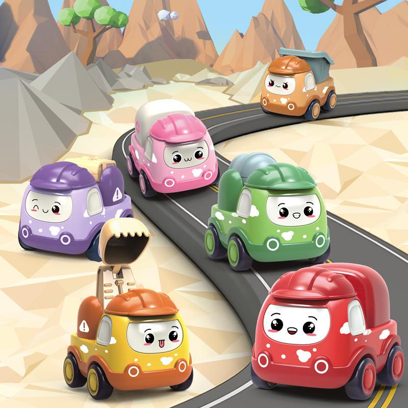 Cartoon Design Excavator Dump Mixer Truck Crane Rescue Car Children Toy Set