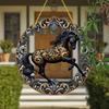 Yousheng Horse Hanging Sign Round Acrylic Panel Sign 2D Flat Horse Sign Decorative Front Door Sign for Home Farmhouse Outdoor Indoor Decoration