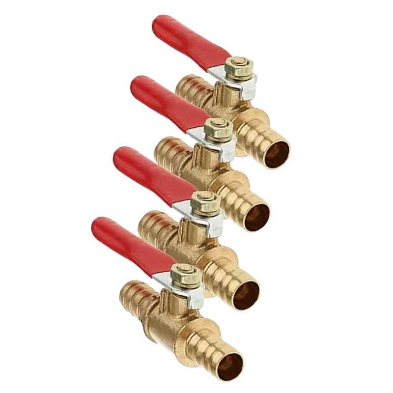 4pcs 8mm Motorcycle Hose Brass Barbed Inline Shut Off Ball Valve Water Air Gas Fuel Tap Universal
