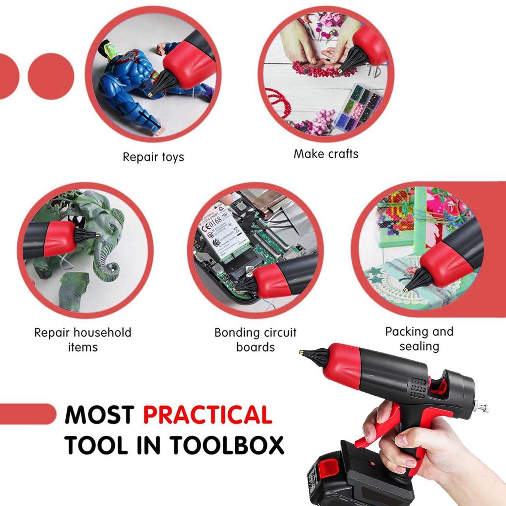 Rechargeable Cordless Hot Melt Glue Gun Li-ion Battery For 11mm Glue Stick Home DIY Repair Tool For Battery 1000W