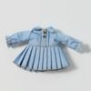 Handmade Doll Pleated Skirt Lapel Collar Jeans Dresses for 1/11 OB11 Dolls for 1/12 BJD Dolls