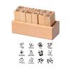Planner Journal Seal Set with Wooden Tray, 8 Piece Paper Printing Tool for Scrapbook Work, Diary Use, and Label Tasks