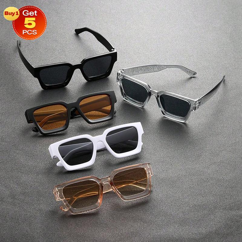 5PCS Men Geometric Frame Modern Simple Style Fashion Glasses For Women Outdoor Travel Musical Festival Vacation Accessories