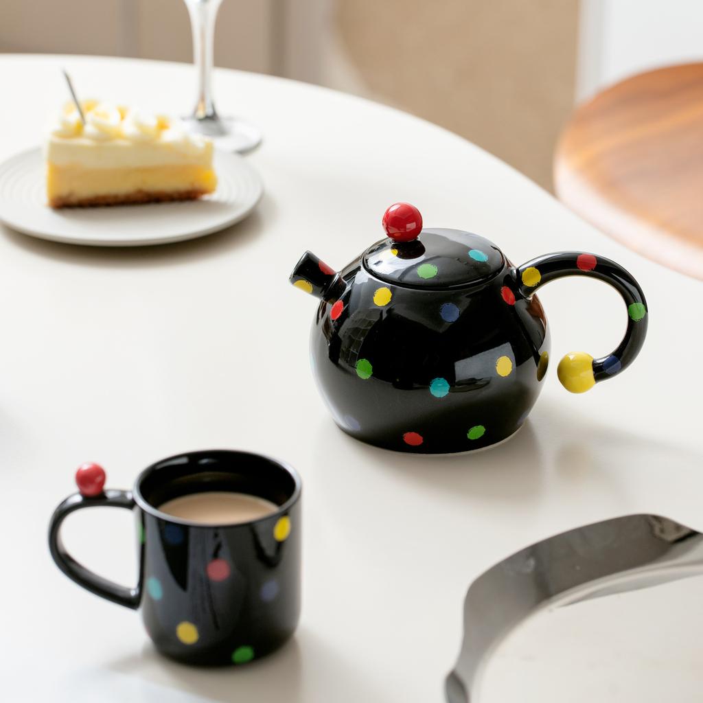 dots, a pot of two cups of high-grade ceramic water, high-temperature resistant home creativity, niche high-value teacups