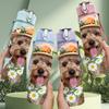 1PC Yorkshire Puppy Wearing Flower Hat 750ml Color Plastic Sports Water Bottle Leakproof Flip Straw Lid Suitable for Sports Office Home Use