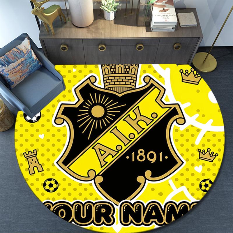 Custom Name AIK Round Area Rug,Carpet Rug for Living Room Bedroom Sofa Playroom Decor,Non-slip Floor Mat