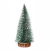 Mini Christmas Trees Snow Frost Flocked Bottle Brush Tree with Wooden Base Small Artificial
