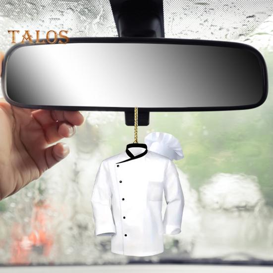 Chef Top Pendant Rearview Mirror Hanging Pendant Cute Chef's Coat Car Ornament Acrylic Christmas Tree Decoration for Women Men