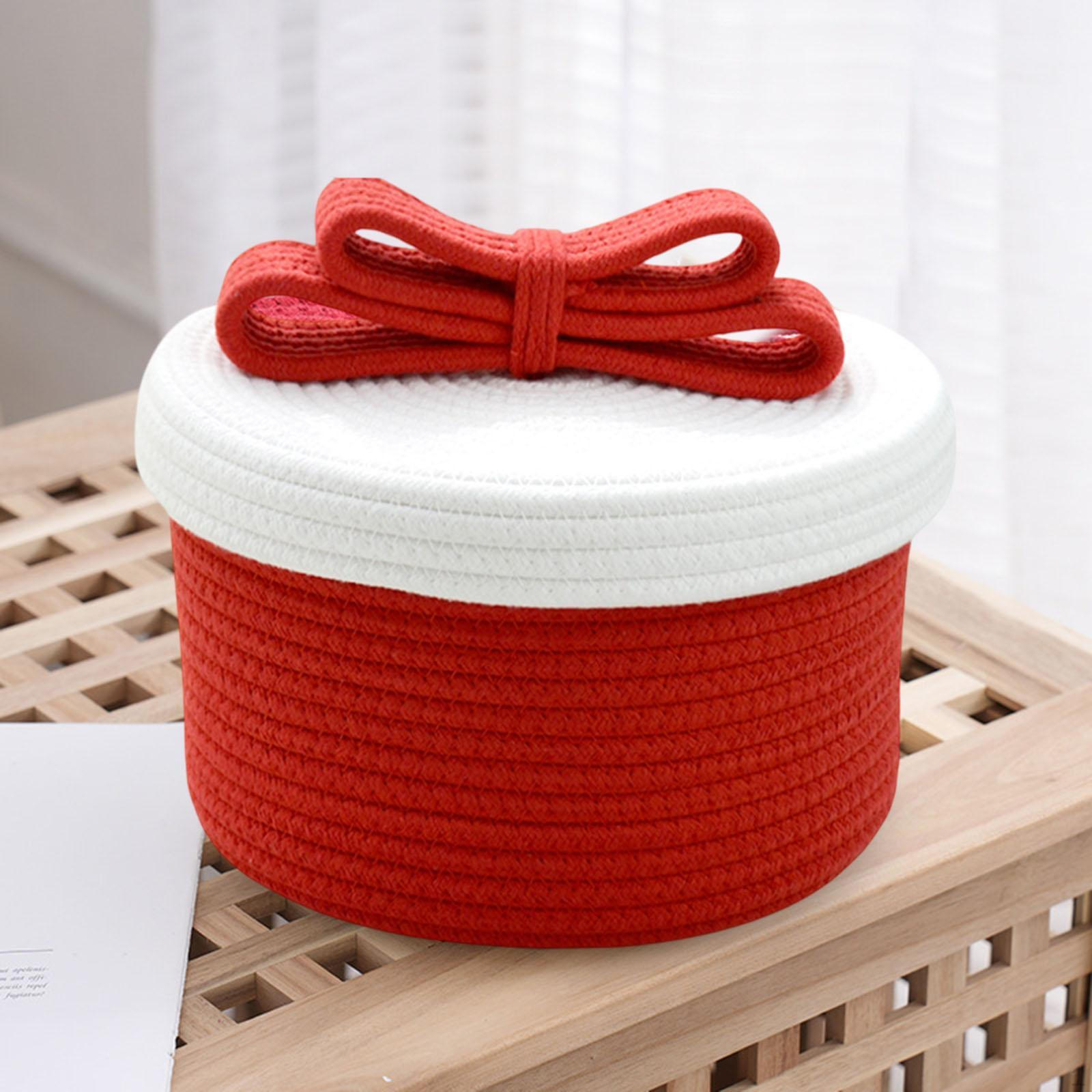 Корзина из хлопковой веревки с крышкой, настольная полка для хранения всякой всячины, домашний декор для маленькой собаки 25cmx25cmx16cm