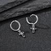 Hip Hop Cross Huggies Earrings for Men Boys,Simple Metal Cross Hoop Earrings,Piercing Earring Gift