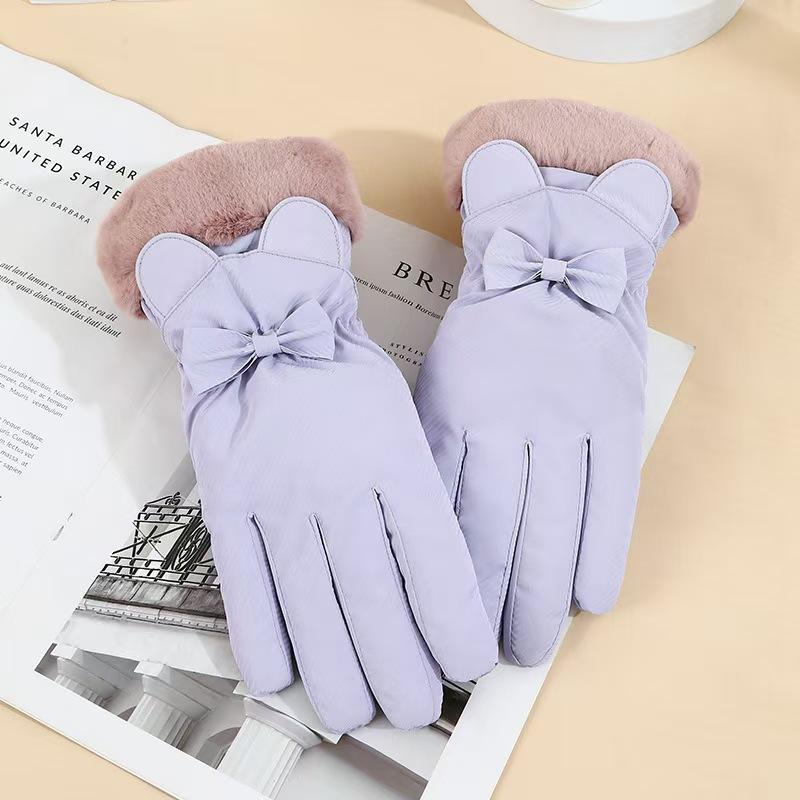 Winter Plus Fleece Gloves New Style for Women Riding and Driving Windproof Cold Warm Touch Screen Cute Korean Style Student Riding Bike