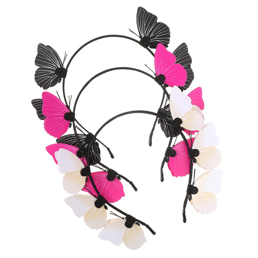 Butterfly Headband Hair Halloween Fairy Fascinator Headpiece Vintage Band Black Gothic Festival Crown Accessory Women