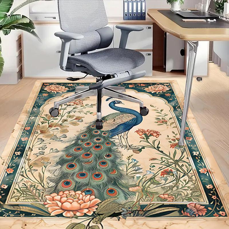 1PC Peacock Painting Flannel Blanket Carpet Ultra Soft, Thick & Absorbent, Non Slip Machine Washable Mat for Entryway