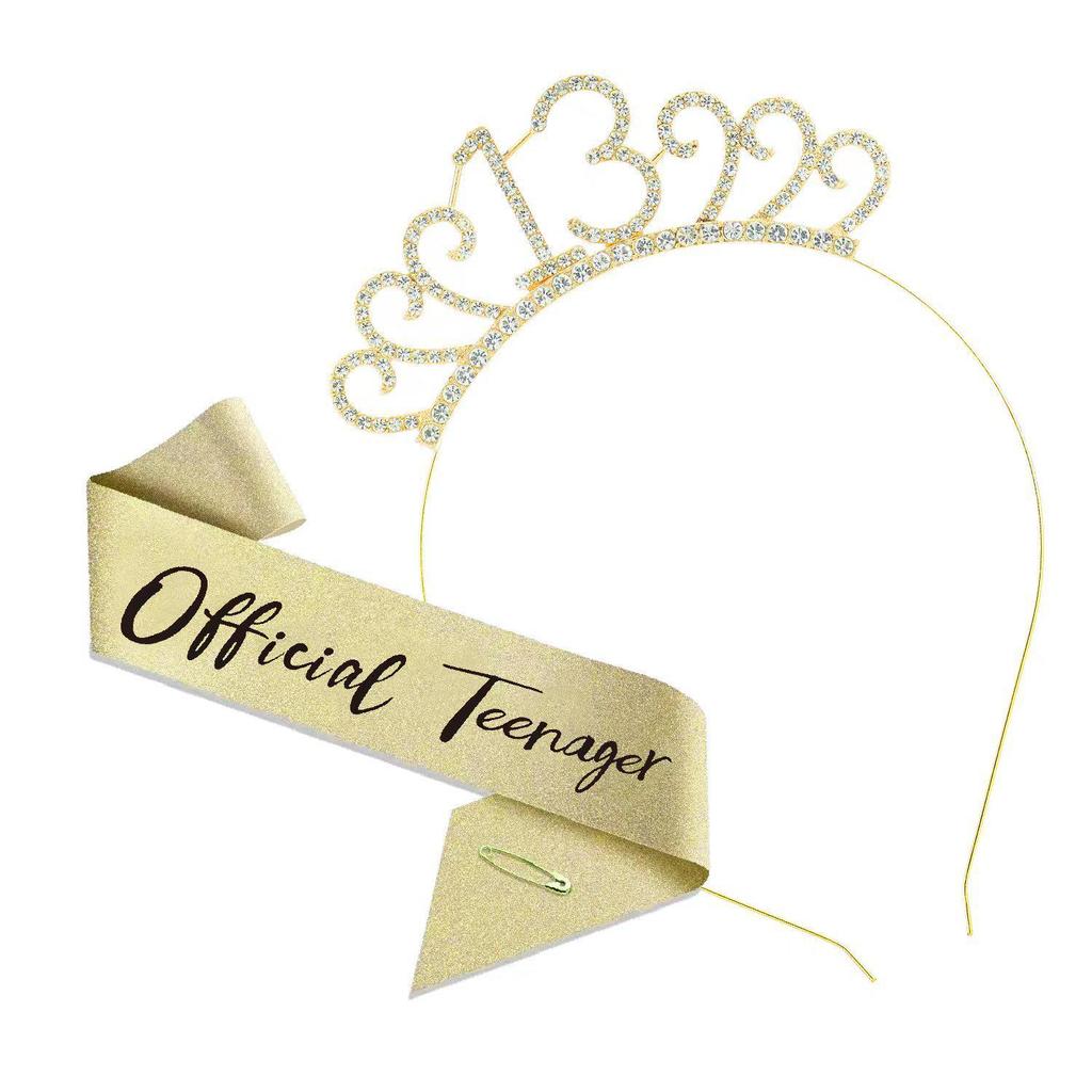 Cross-Border Digital Birthday Crown Set: Headdress, Party Shoulder Strap & Etiquette Belt Photo Prop for Girls