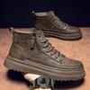 Fashion New Men Leather Boots Spring Comfortable Soft Sole High Top Work Shoes Classic Business Casual Ankle Boots Sneakers Botas Hombre
