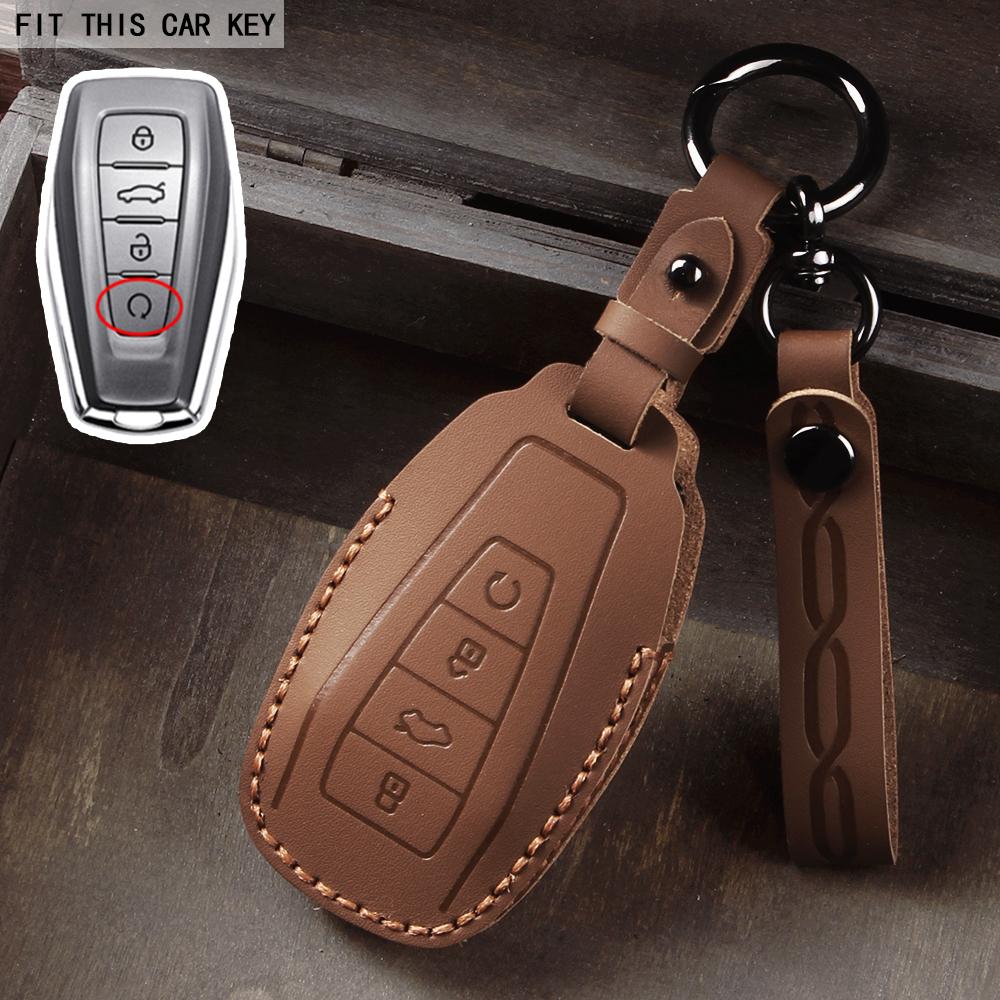 Leather Car Key Cover Case Shell For Geely Coolray X6 Atlas Monjaro Tugella Geometry C Emgrand Global Kulrey Hawk Gx7 Okavango