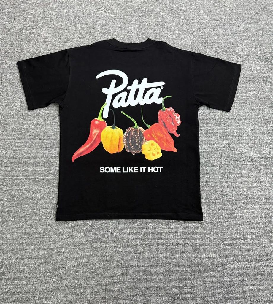 T-shirt Oversize con Stampa Peperoncino Patta Uomo Donna Nera Bianca Top Tee T Shirt