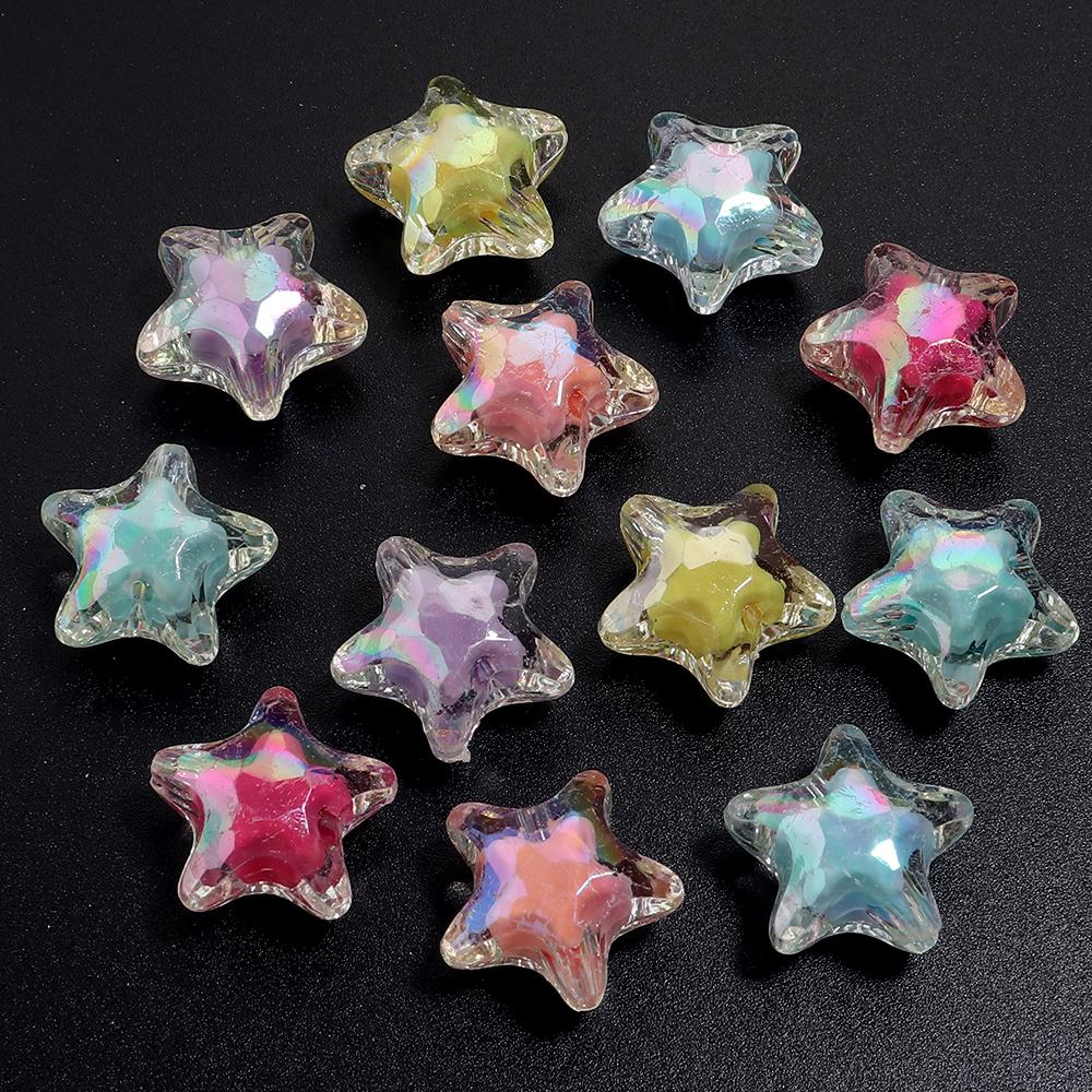 30/50pcs Star Acrylic Beads Candy Color Loose Spacer Beads For Jewelry Making DIY Bracelets Necklace Phone Key Chain Accessories