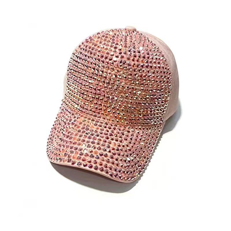 Adjustable Rhinestone Baseball Cap, Bling Sparkling Glitter Sun Hat for Women, Casual Outdoor Party Cap