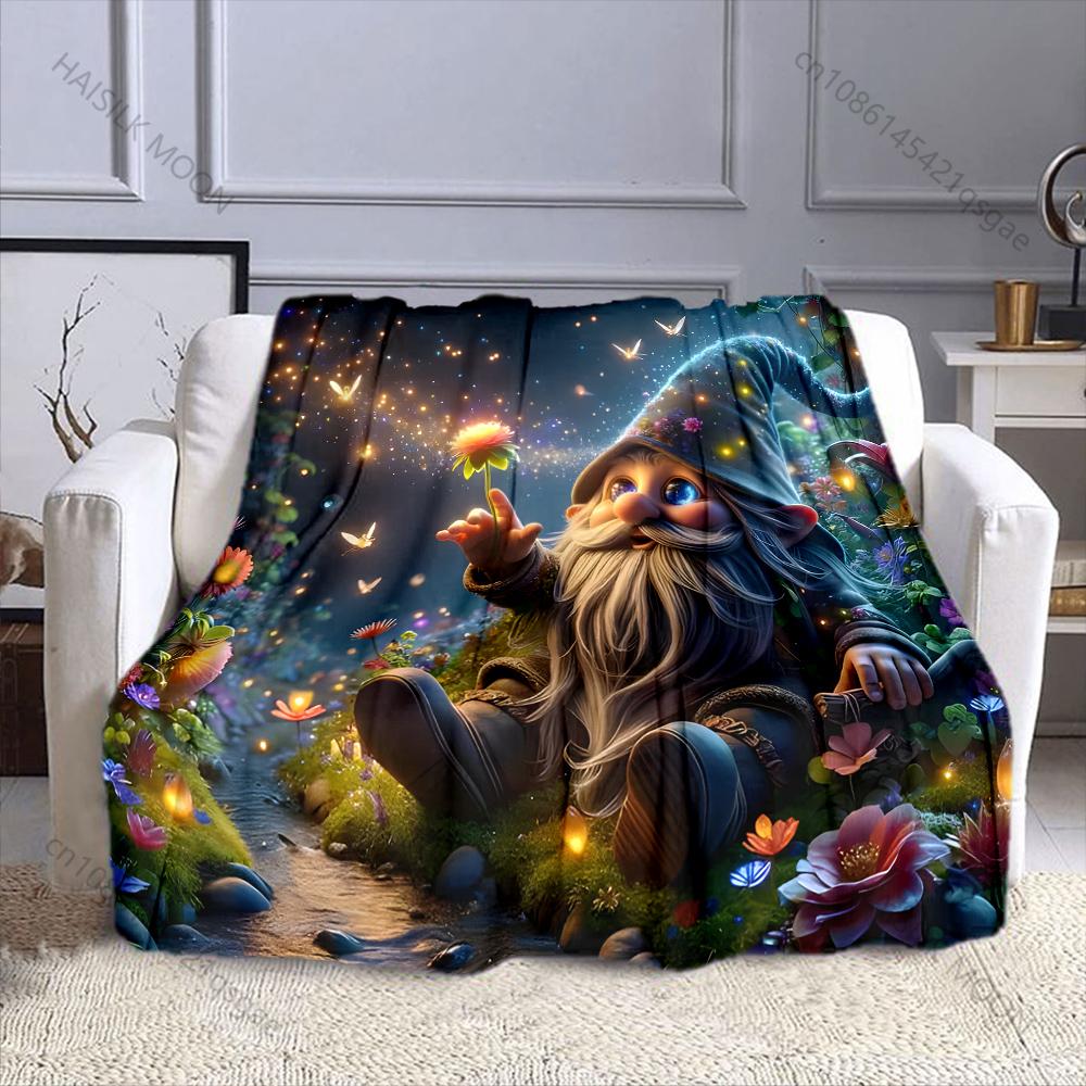 

1PC Dwarf Old Man Fantasy Print Blanket Warm Soft Luxury Gifts for Children Adults Suitable for Home Bed Sofa Travel Camping RV 75x90cm