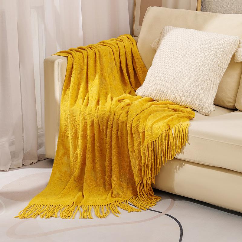 Woven Jacquard Woollen Terry Throw Blanket Knit Sofa Cover Blanket Small Thread Blanket Comfortable Office Naps Blanket For Couch Bed